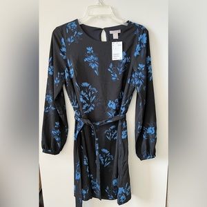 H&M Black Long Sleeve Floral Dress Size 6
